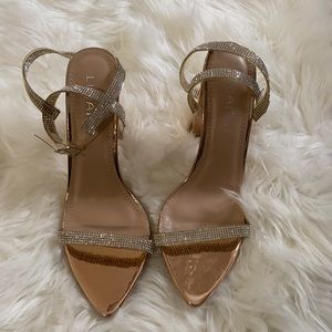 Rose Gold Rhinestone Strapped Sandals